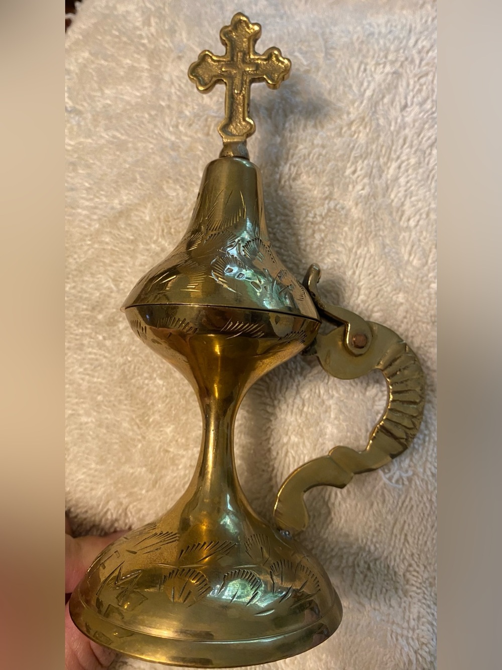 7 inch hand curved Jurusalem incense burner